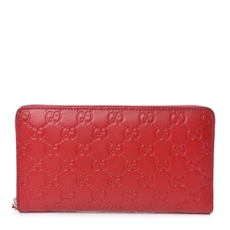 gucci signature zip around wallet red